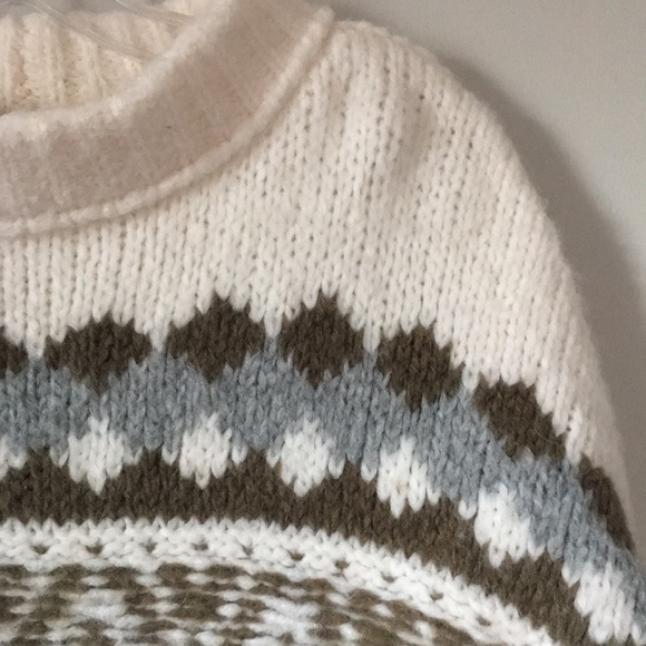 NWT  Free People Alpine Crop Mock Neck Chunky Knit Sweater Snowy Forest new M - Picture 6 of 12